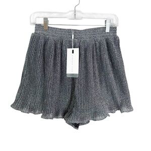 NWT Anthropologie Endless Rose Silver Metallic Pleated Bea Shorts Size S